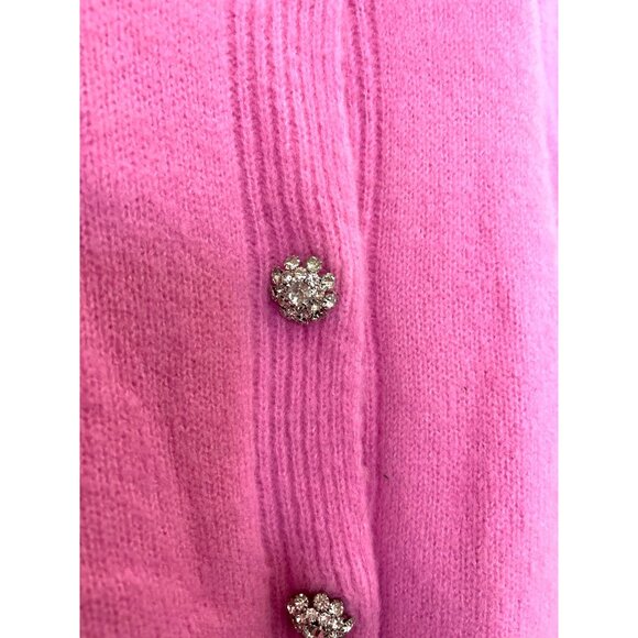 John + Jenn Pink Short Sleeve Cardigan With Rhinestone Buttons - Picture 2 of 6